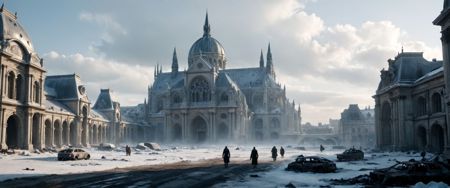21533-3121613487-cinematic ground view of 2077 landscape of a frozen futuristic Paris, haussman architecture, Grand Palais, Le Louvre, Notre Dame.jpg